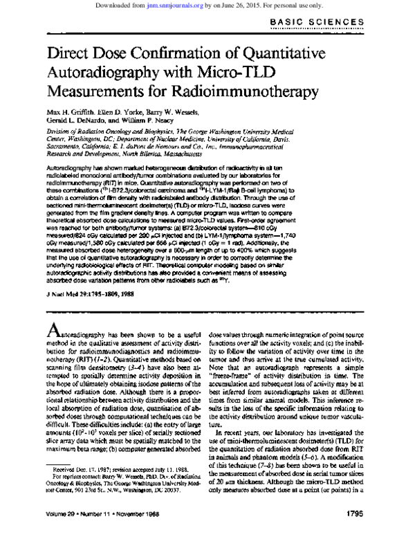(PDF) Direct dose confirmation of quantitative autoradiography with