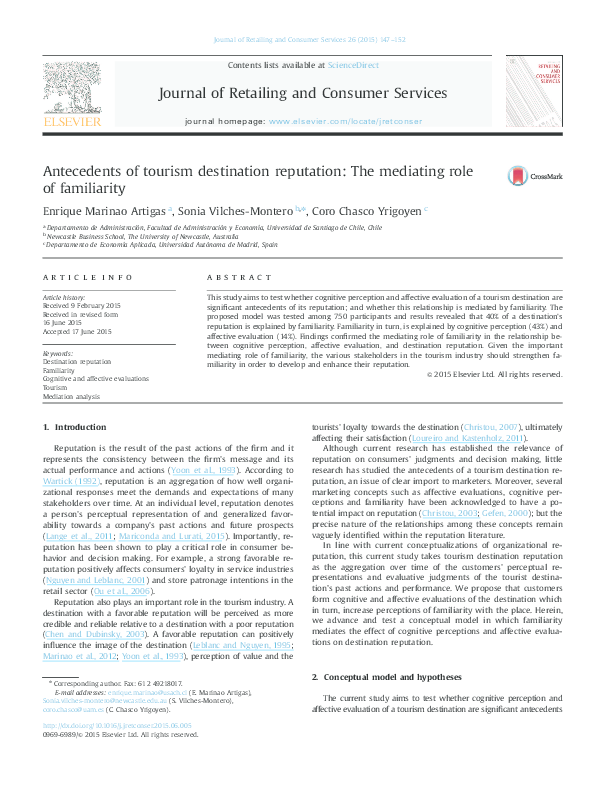 (PDF) Antecedents of tourism destination reputation: The mediating role ...