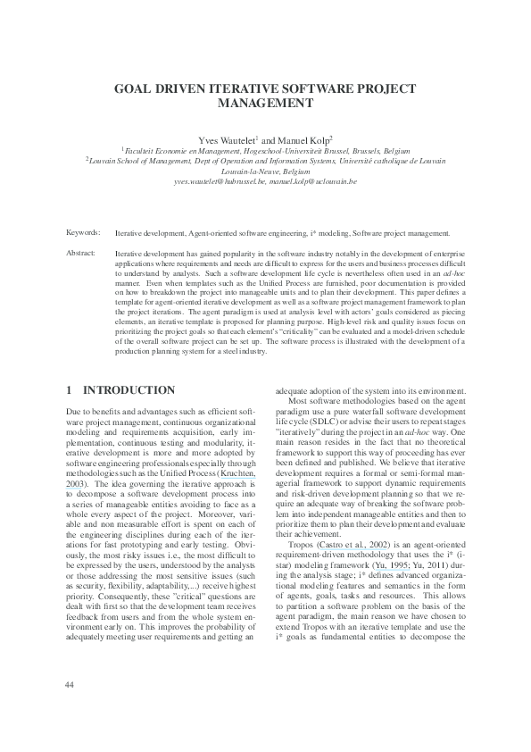 (PDF) Goal Driven Iterative Software Project Management
