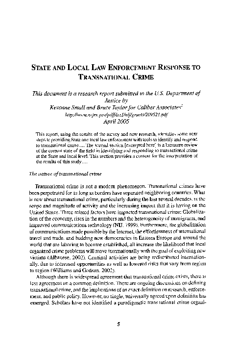 (PDF) State and local law enforcement response to transnational crime