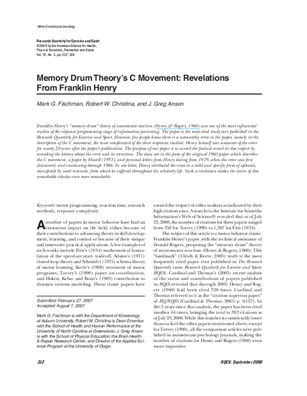 (PDF) Memory Drum Theory's C Movement Greg Anson Academia.edu