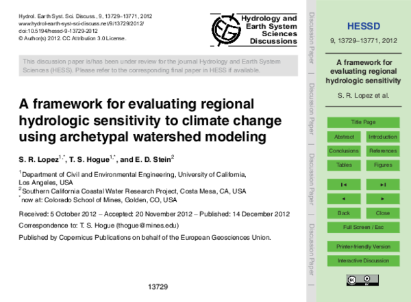 (PDF) A framework for evaluating regional hydrologic sensitivity to ...