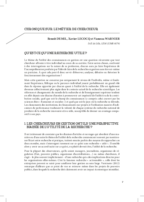 (PDF) Qu'est ce qu'une recherche utile