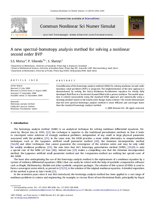 (PDF) A new spectral-homotopy analysis method for solving a nonlinear ...