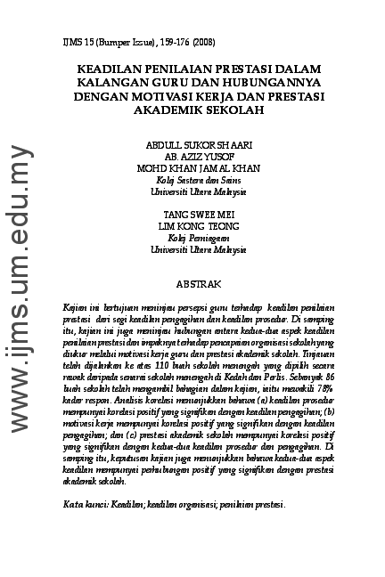 Pdf Keadilan Penilaian Prestasi Dalam Kalangan Guru Dan Hubungannya Dengan Kepuasan Kerja Dan Pencapaian Akademik Swee Mei Tang Academia Edu