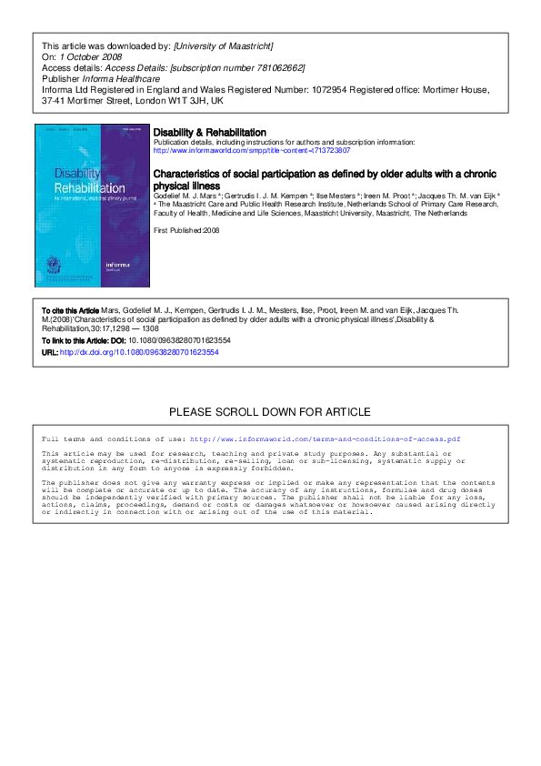 (PDF) Characteristics of social participation as defined by older ...