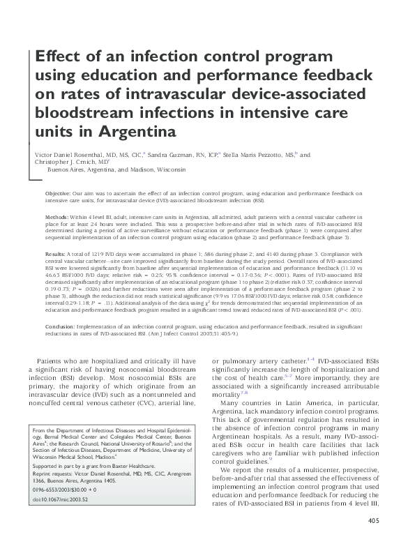 (PDF) Effect of an infection control program using education and ...