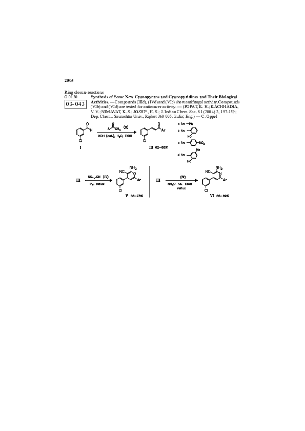 (PDF) Synthesis of Some New Cyanopyrans and Cyanopyridines and Their ...
