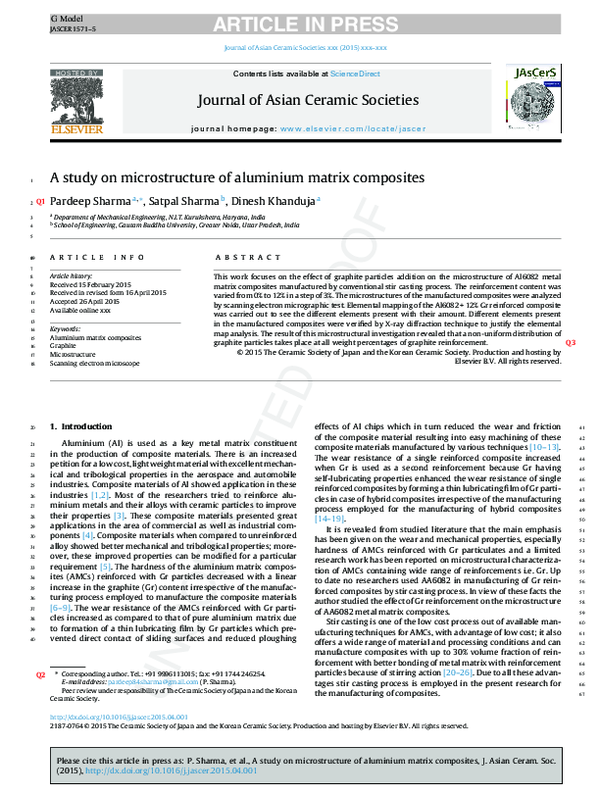 (PDF) A study on microstructure of aluminium matrix composites
