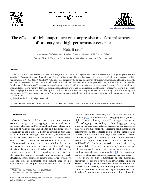 (PDF) The effects of high temperature on compressive and flexural ...