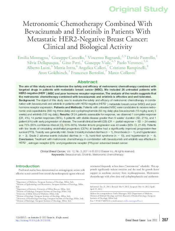 (PDF) Metronomic Chemotherapy Combined With Bevacizumab and Erlotinib ...