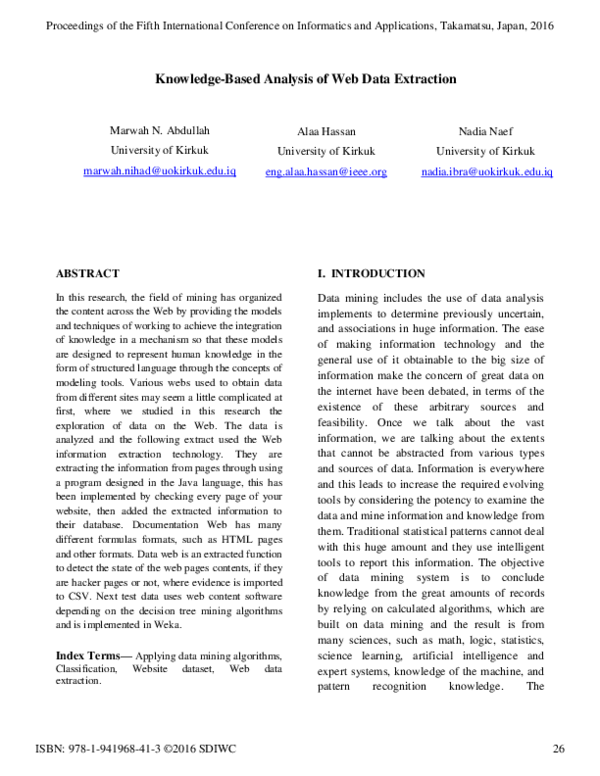 Pdf Knowledge Based Analysis Of Web Data Extraction Pdf Knowledge Based Analysis Of Web Data Extraction