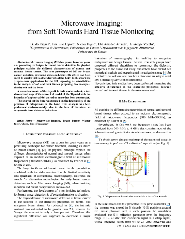 Pdf Microwave Imaging From Soft Towards Hard Tissue