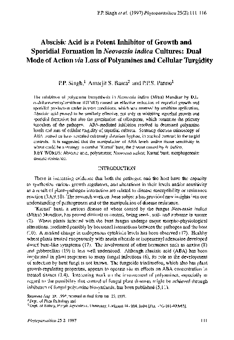 (PDF) Abscisic acid is a potent inhibitor of growth and sporidial ...