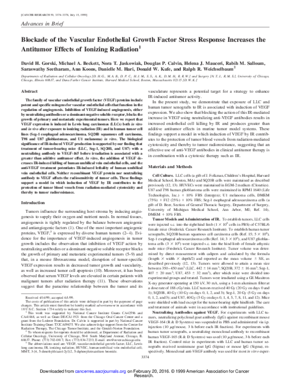 (PDF) Blockade of the vascular endothelial growth factor stress ...