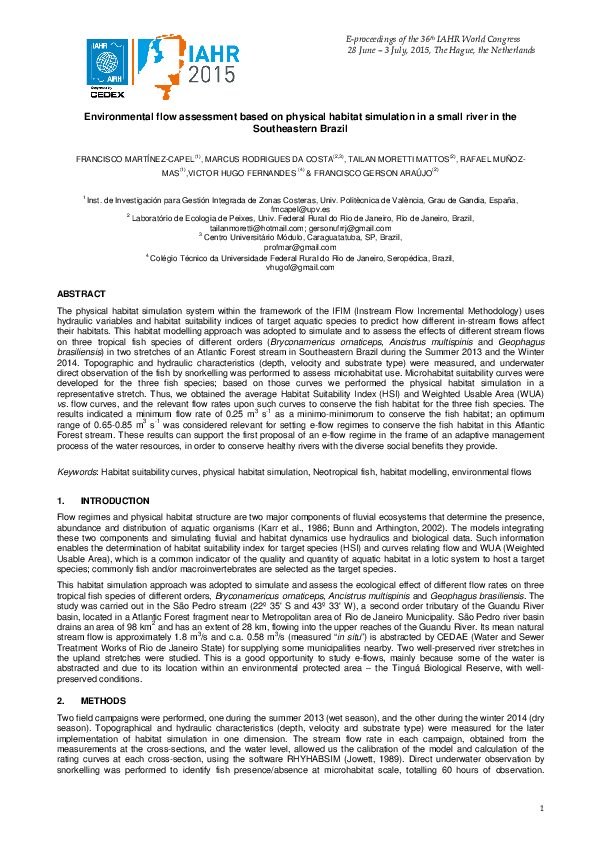 (PDF) Environmental flow assessment based on physical habitat ...