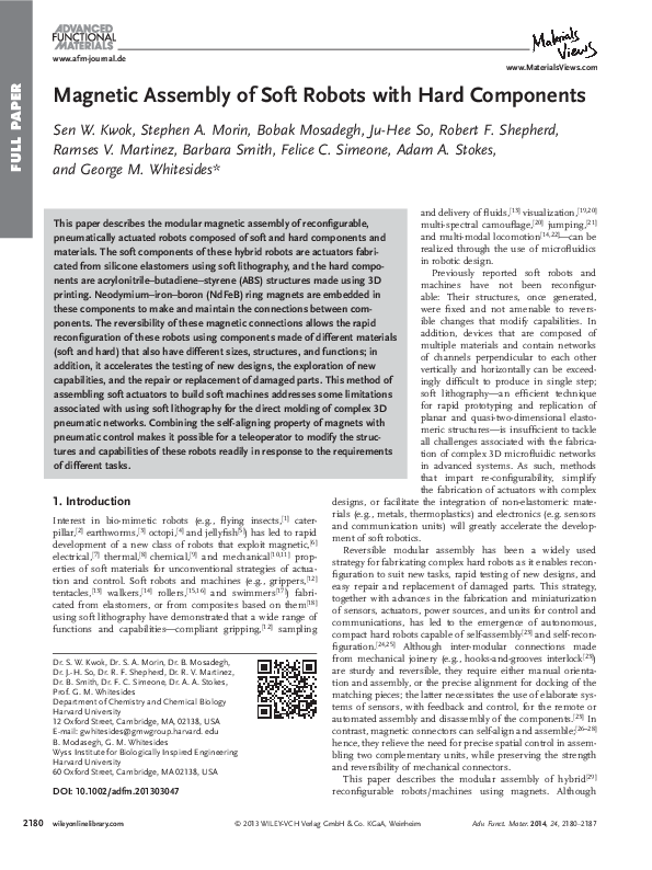 (PDF) Magnetic Assembly of Soft Robots with Hard Components