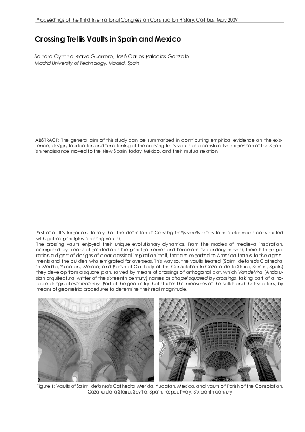 (PDF) Crossing Trellis Vaults in Spain and Mexico Dr. Jose Carlos