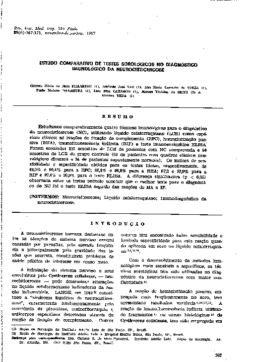(PDF) Comparative study of serological tests in immunological diagnosis ...
