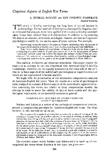 (PDF) Cognitive aspects of English kin terms