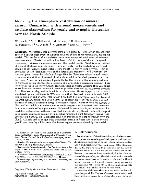 (PDF) Modeling the atmospheric distribution of mineral aerosol ...