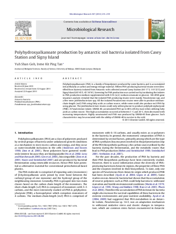 (PDF) Polyhydroxyalkanoate production by antarctic soil bacteria ...
