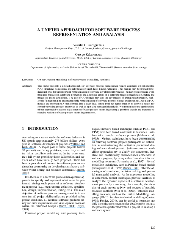 (PDF) A unified approach for software process representation and analysis