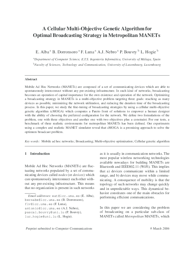 (PDF) A cellular multi-objective genetic algorithm for optimal ...