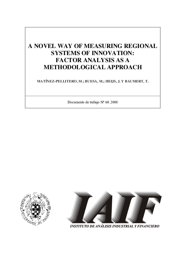 (PDF) A Novel way of measuring regional systems of innovatios: factor ...