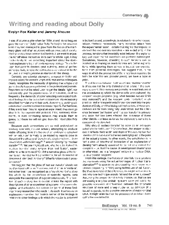 (PDF) Writing and reading about Dolly