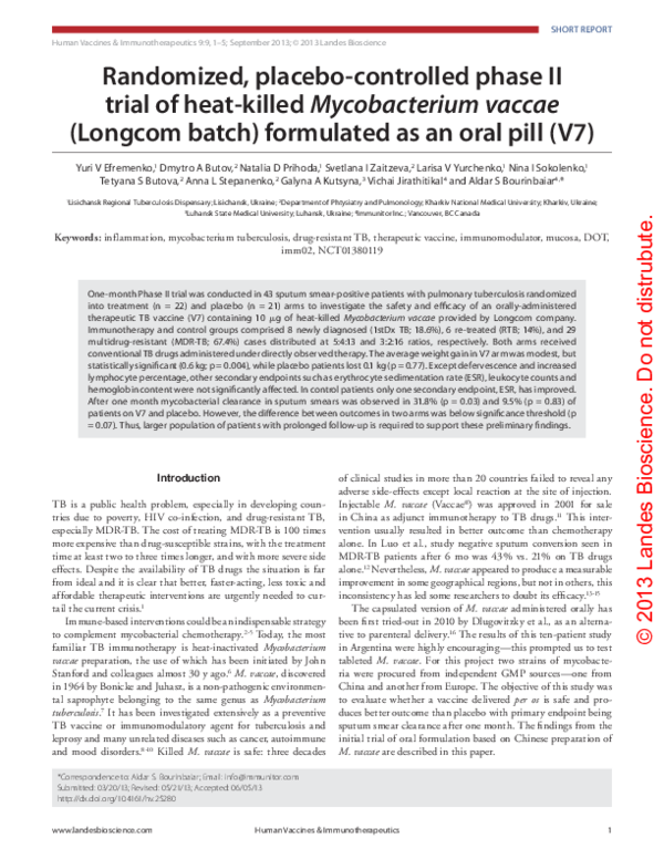 (PDF) Randomized, placebo-controlled phase II trial of heat-killed ...
