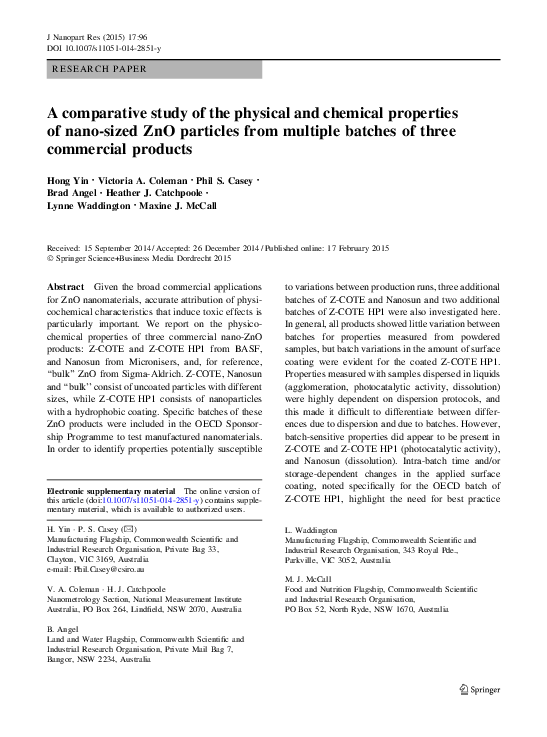 (PDF) A comparative study of the physical and chemical properties of ...