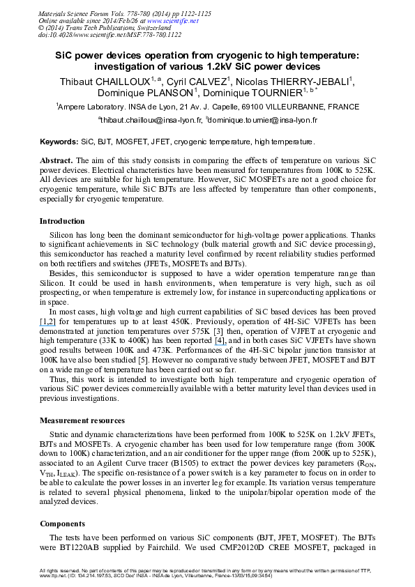 (PDF) SiC Power Devices Operation from Cryogenic to High Temperature ...