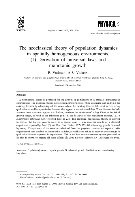 (PDF) The neoclassical theory of population dynamics in spatially ...
