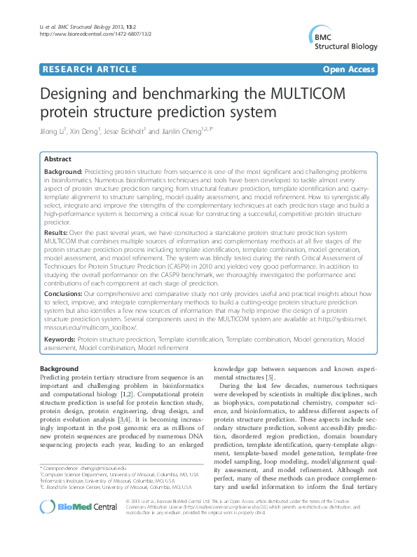 (PDF) Designing and benchmarking the MULTICOM protein structure ...
