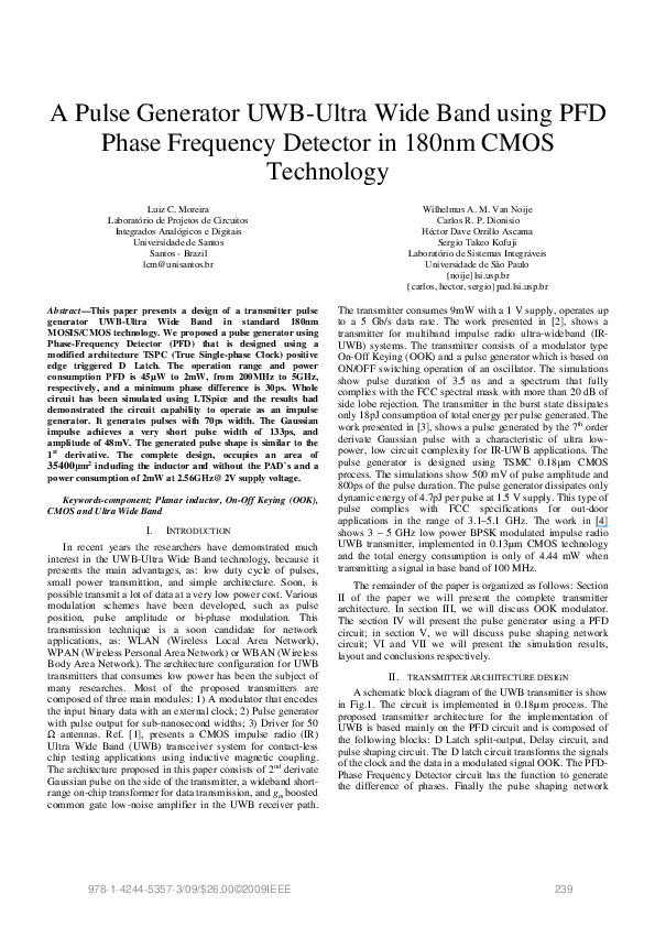 (PDF) A pulse generator UWBUltra Wide Band using PFD Phase Frequency Detector in 180nm CMOS