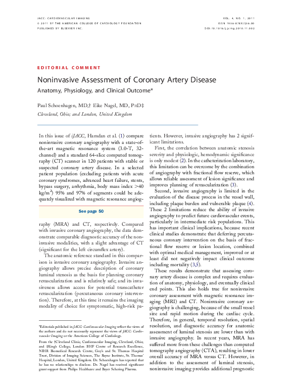 (PDF) Noninvasive assessment of coronary artery disease anatomy ...