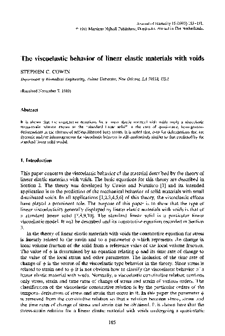 (PDF) The viscoelastic behavior of linear elastic materials with voids