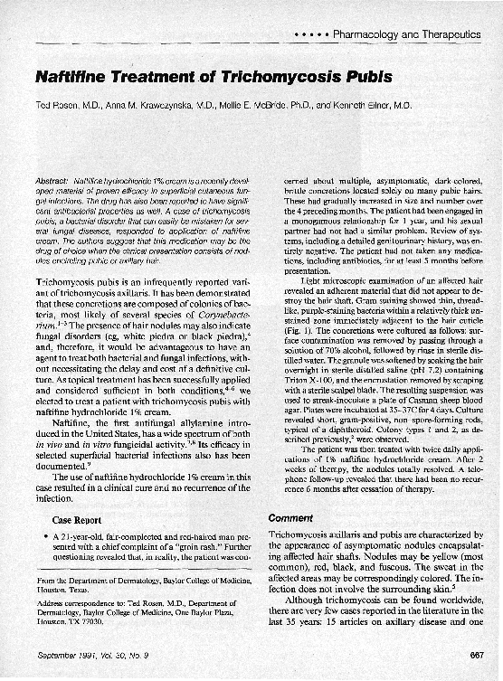 Pdf Naftifine Treatment Of Trichomycosis Pubis Ted Rosen