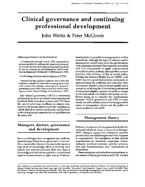 Essays on clinical governance