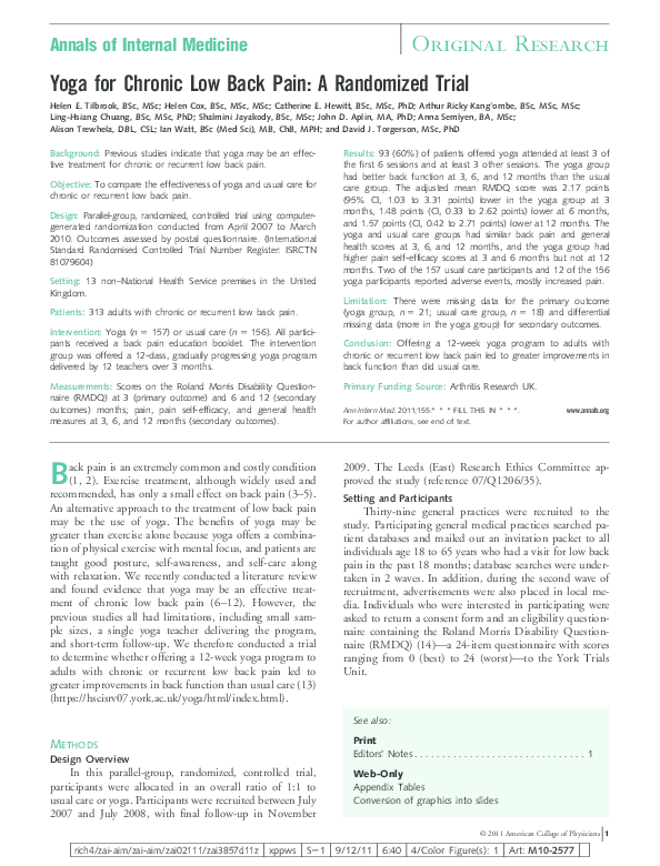 (PDF) Yoga for Chronic Low Back Pain