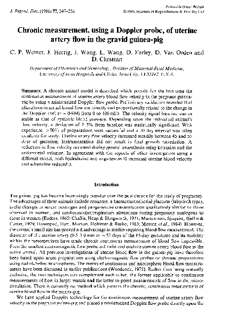 (PDF) Chronic measurement, using a Doppler probe, of uterine artery ...