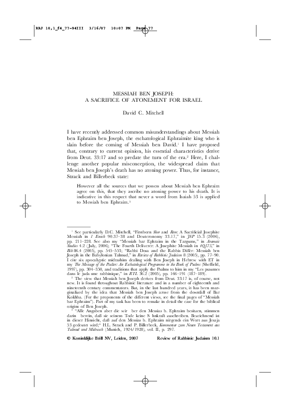  pdf david c mitchell messiah ben joseph a sacrifice of atonement