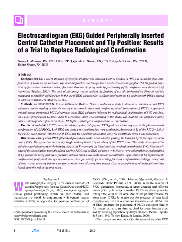 (PDF) Electrocardiogram (EKG) Guided Peripherally Inserted Central ...