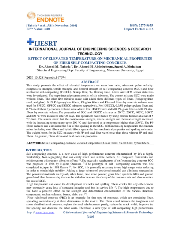 (PDF) EFFECT OF ELEVATED TEMPERATURE ON MECHANICAL PROPERTIES OF FIBER ...