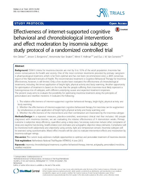 (PDF) Effectiveness of internet-supported cognitive behavioral and ...