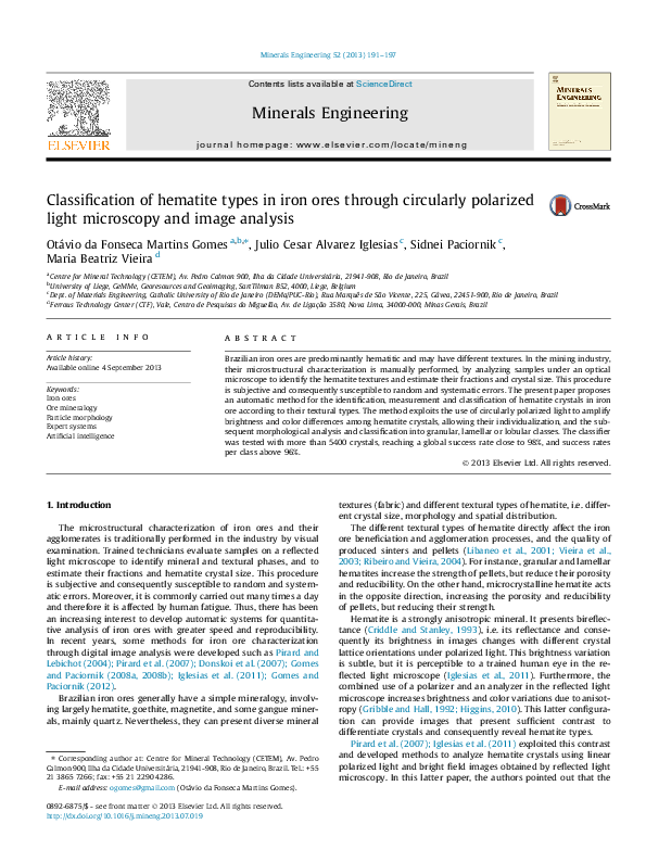 (PDF) Classification of hematite types in iron ores through circularly ...