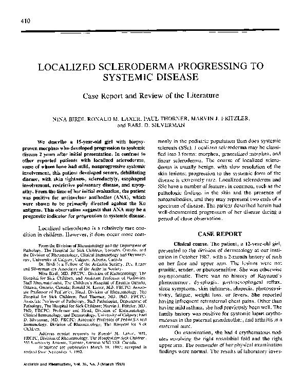 (PDF) Localized scleroderma progressing to systemic disease. case ...