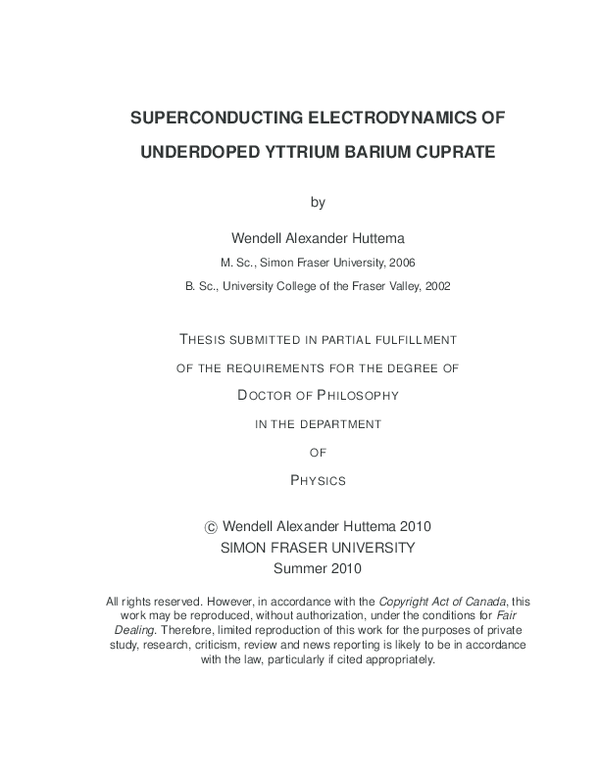 PDF) Superconducting electrodynamics of underdoped Yttrium