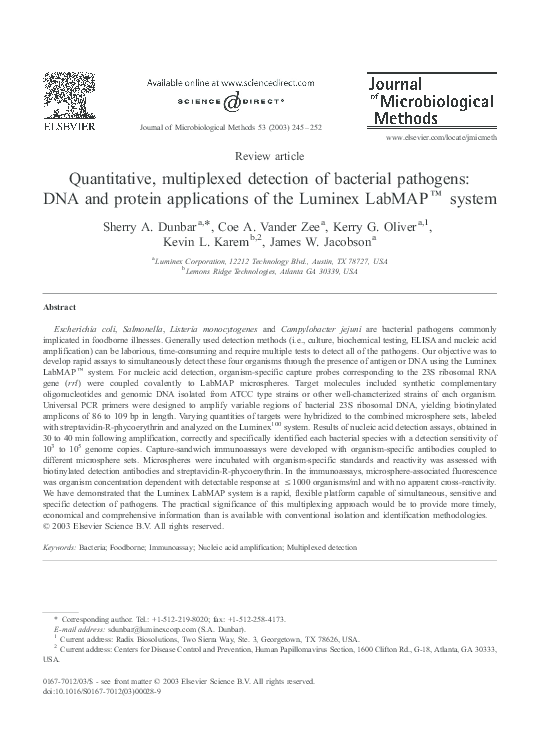 (PDF) Quantitative, multiplexed detection of bacterial pathogens DNA